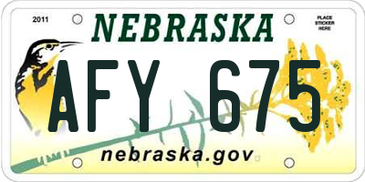 NE license plate AFY675