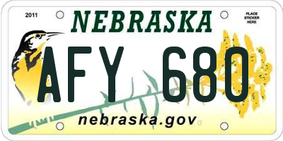 NE license plate AFY680