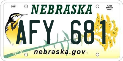 NE license plate AFY681