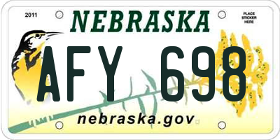 NE license plate AFY698