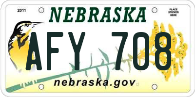 NE license plate AFY708