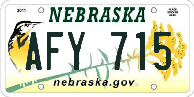 NE license plate AFY715