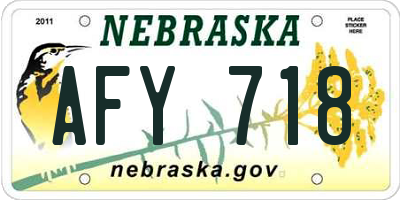 NE license plate AFY718