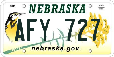 NE license plate AFY727
