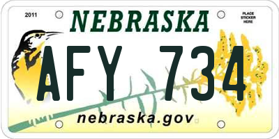 NE license plate AFY734
