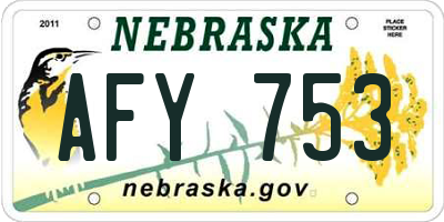 NE license plate AFY753