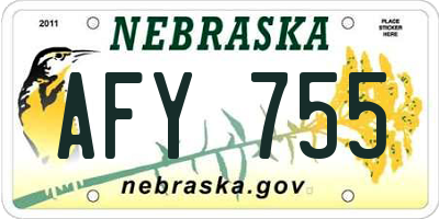 NE license plate AFY755
