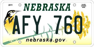 NE license plate AFY760