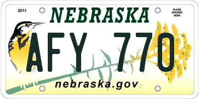 NE license plate AFY770
