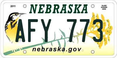 NE license plate AFY773