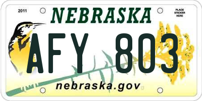 NE license plate AFY803