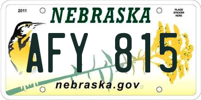 NE license plate AFY815