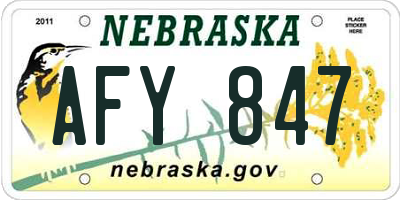 NE license plate AFY847