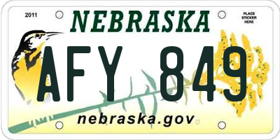 NE license plate AFY849
