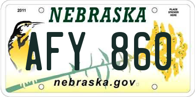 NE license plate AFY860