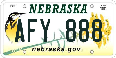 NE license plate AFY888