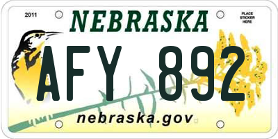 NE license plate AFY892