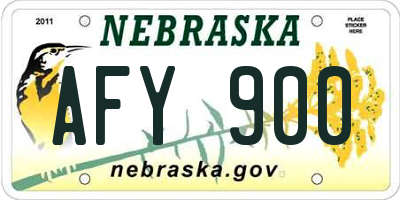 NE license plate AFY900