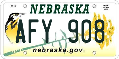 NE license plate AFY908