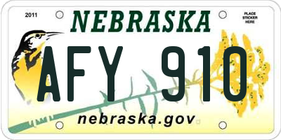 NE license plate AFY910