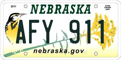 NE license plate AFY911