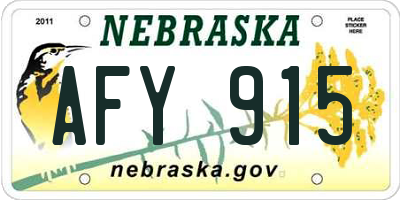 NE license plate AFY915