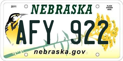 NE license plate AFY922