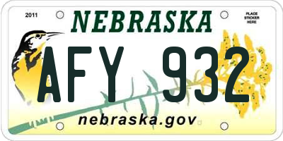 NE license plate AFY932
