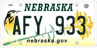 NE license plate AFY933