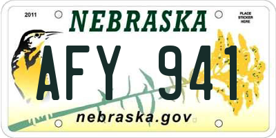 NE license plate AFY941