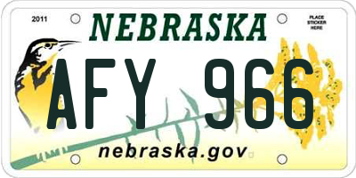 NE license plate AFY966