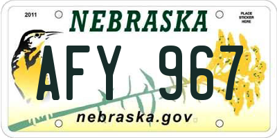 NE license plate AFY967