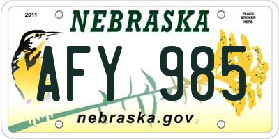 NE license plate AFY985