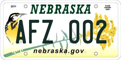 NE license plate AFZ002