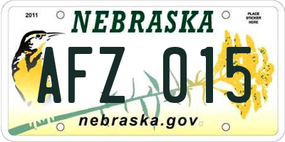 NE license plate AFZ015