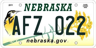 NE license plate AFZ022