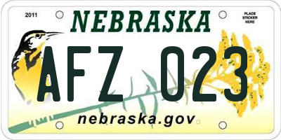 NE license plate AFZ023