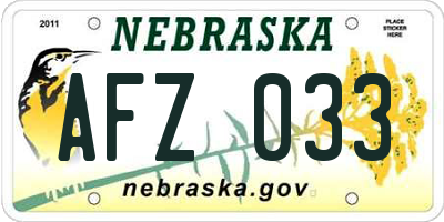 NE license plate AFZ033