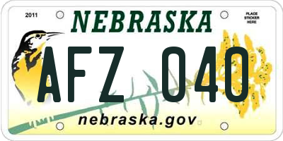 NE license plate AFZ040