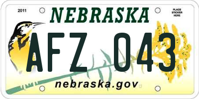 NE license plate AFZ043