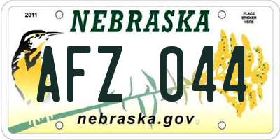 NE license plate AFZ044