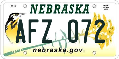 NE license plate AFZ072