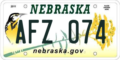 NE license plate AFZ074