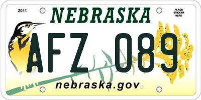 NE license plate AFZ089