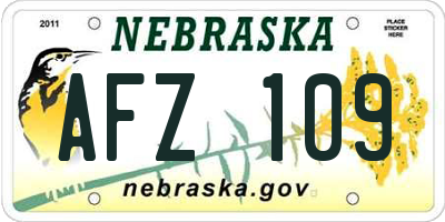 NE license plate AFZ109
