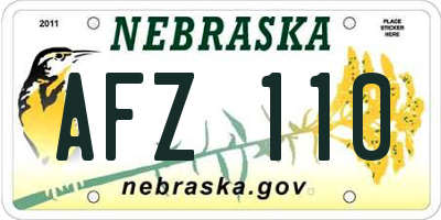 NE license plate AFZ110