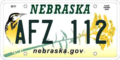 NE license plate AFZ112