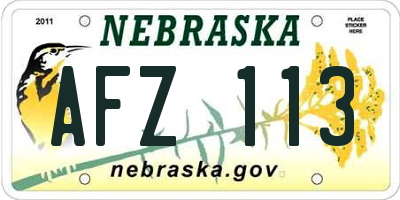 NE license plate AFZ113