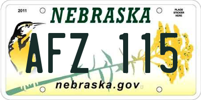 NE license plate AFZ115