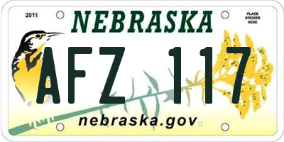 NE license plate AFZ117